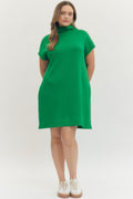 Solid Jersey Mock Neck Pullover Minidress
