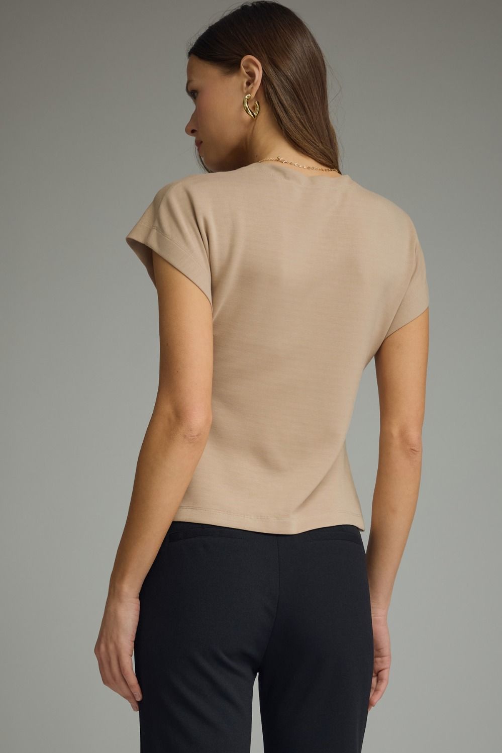 Solid Round Neck Cap Sleeve Knit Top