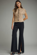 Solid Round Neck Cap Sleeve Knit Top