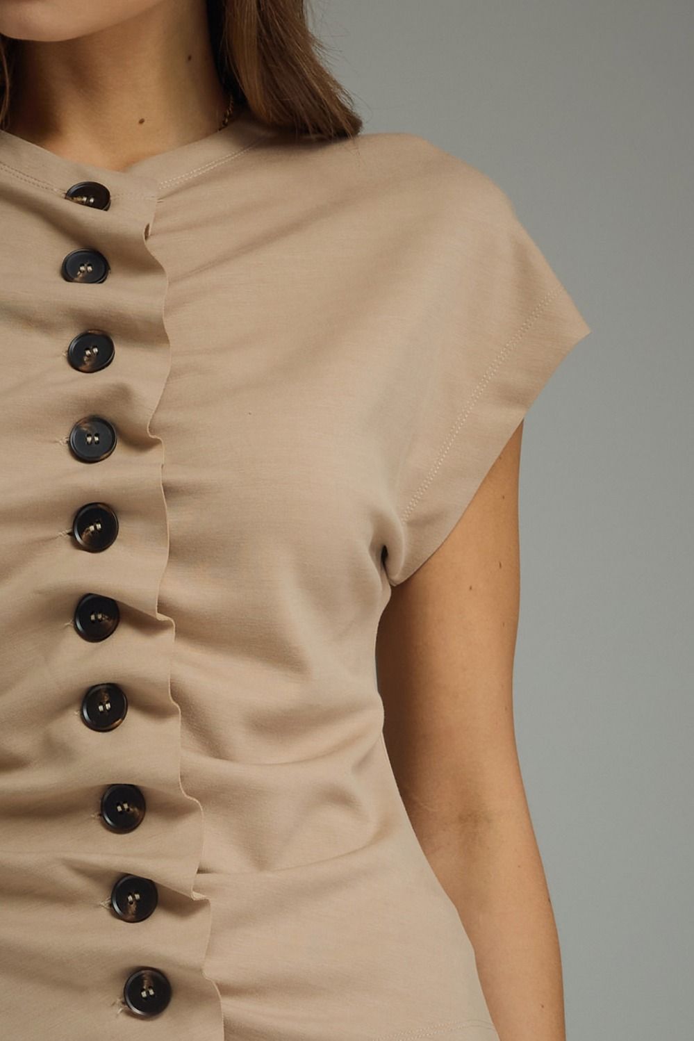 Solid Round Neck Cap Sleeve Knit Top