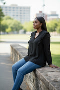 Classic V-Neck Black Shirt
