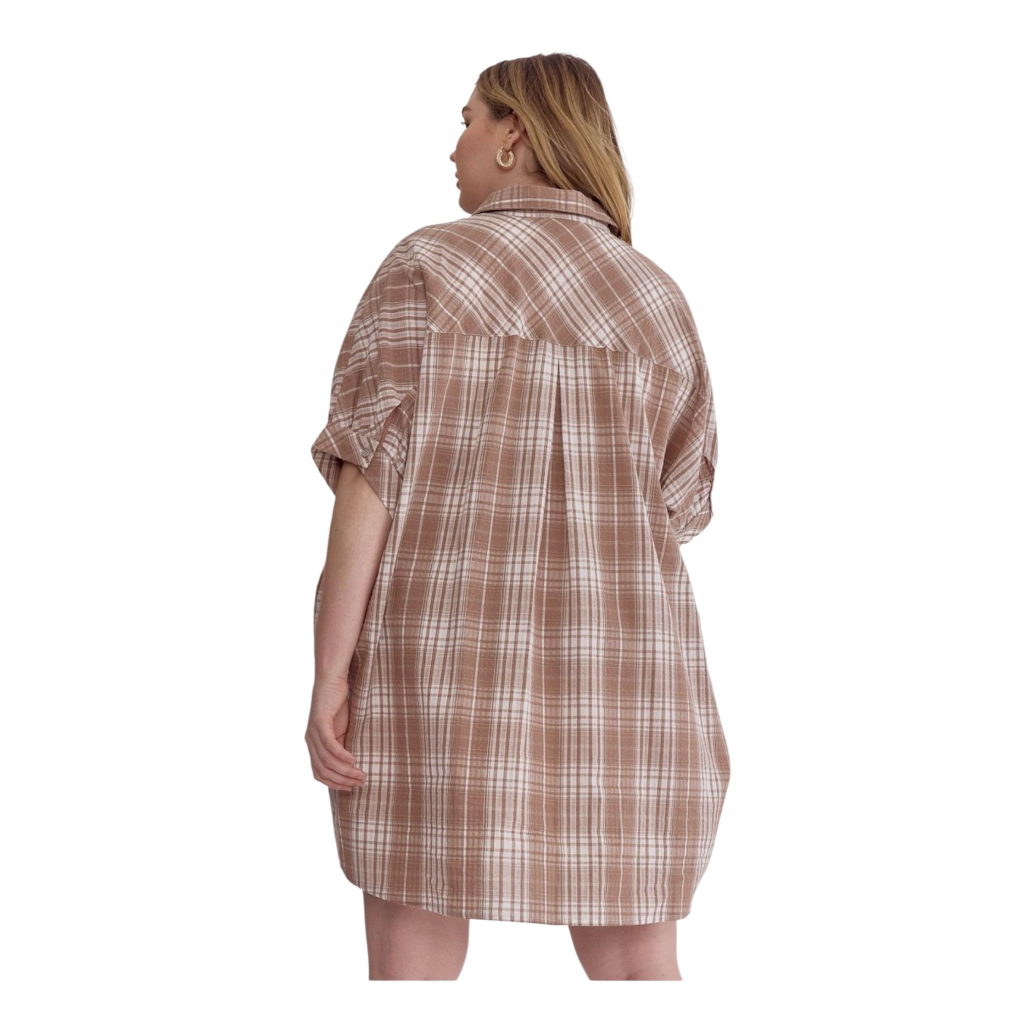 Entro Plaid Oversized Button-Down Shirt