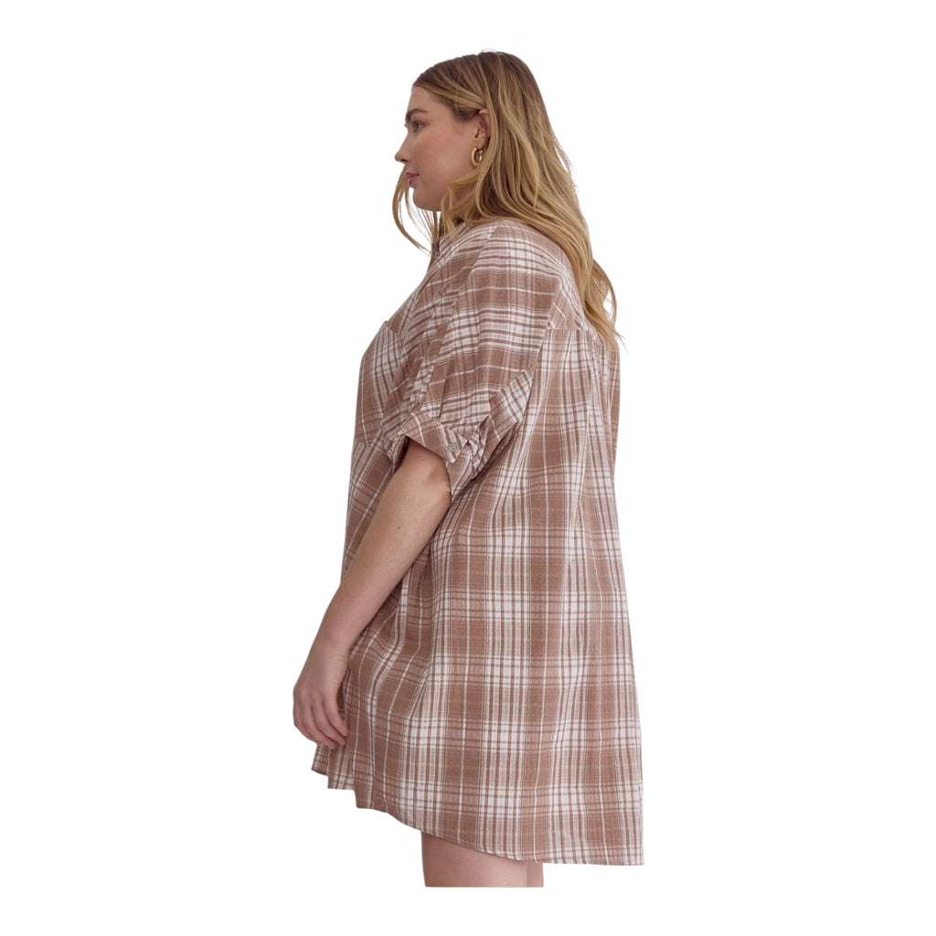 Entro Plaid Oversized Button-Down Shirt