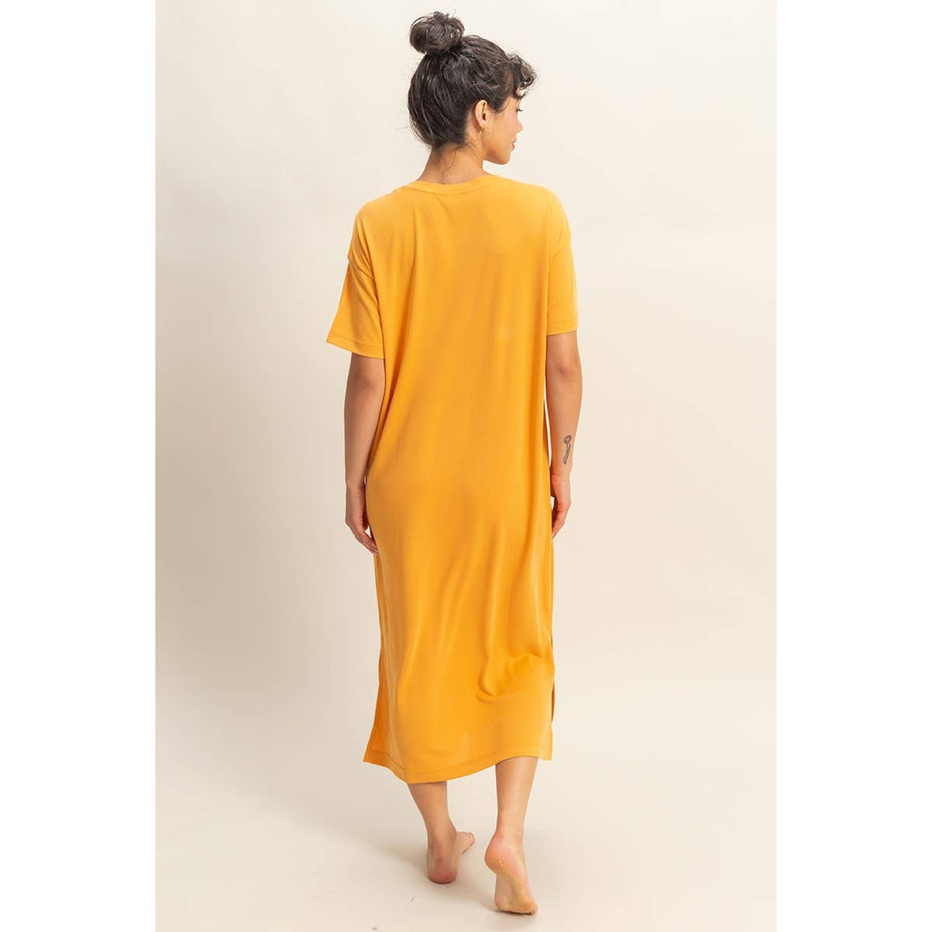 Side Slit T-Shirt Midi Dress