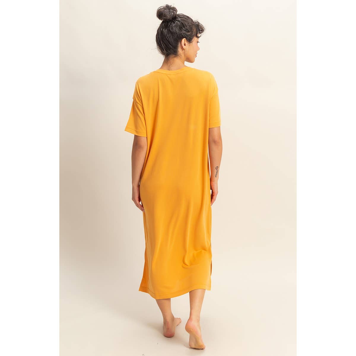 Side Slit T-Shirt Midi Dress