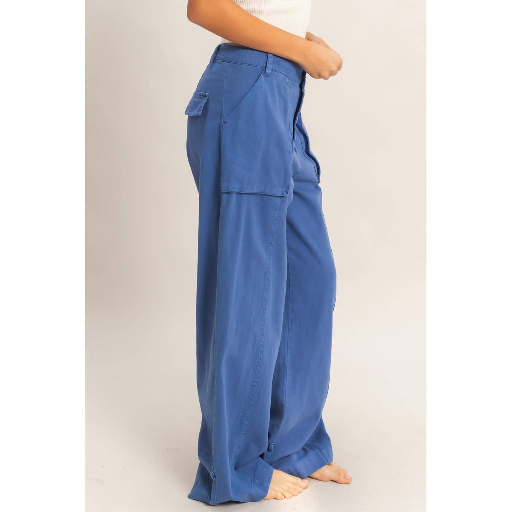 High Rise Cargo Pants With Ankle Ties