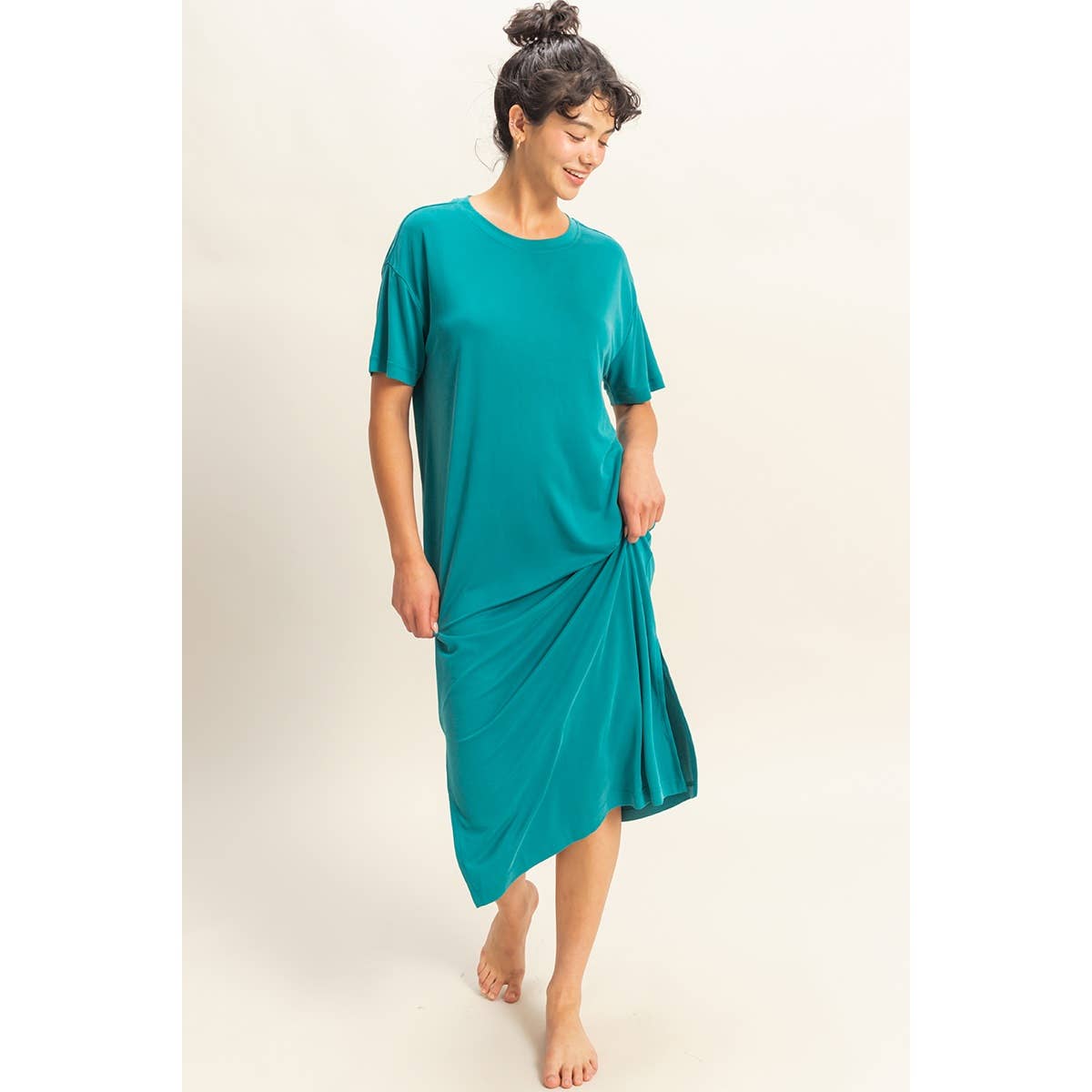 Side Slit T-Shirt Midi Dress