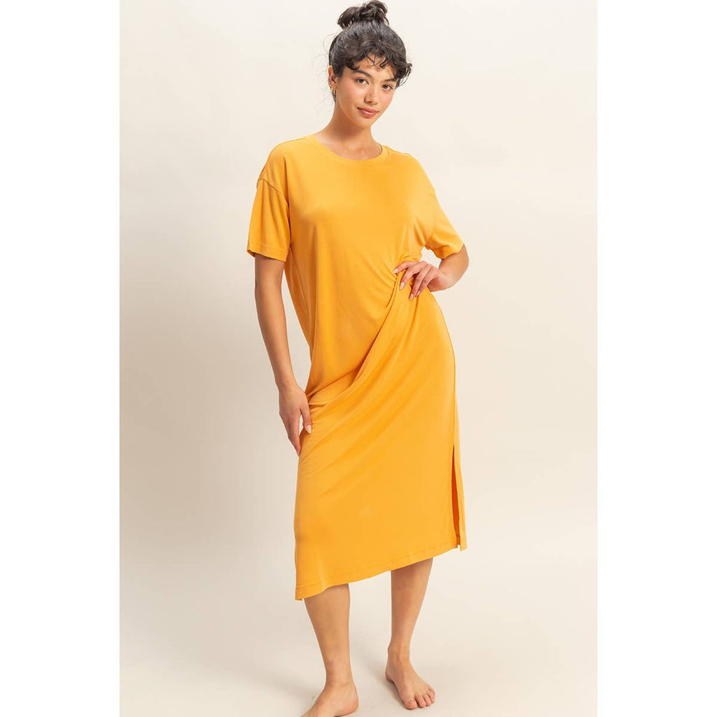 Side Slit T-Shirt Midi Dress
