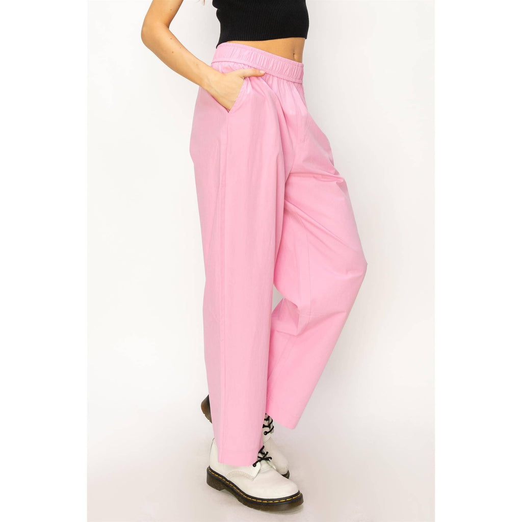 Poplin High Waist Wide Leg Pants