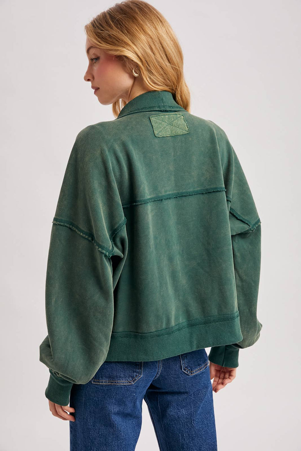 WASHED COLLARLESS OPEN FRONT CARDIGAN - ST. PATRICK'S DAY