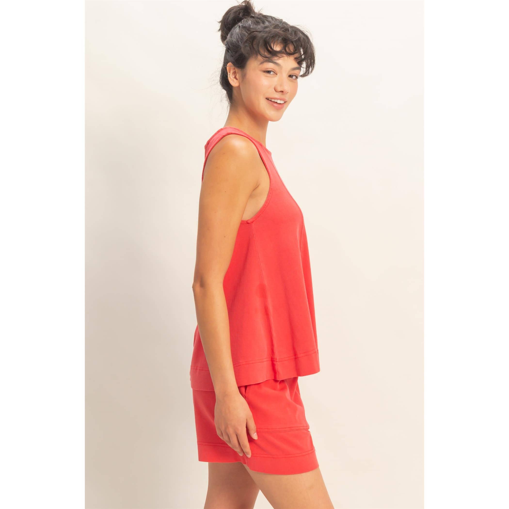 Sleeveless Round Neck Top & Shorts Set