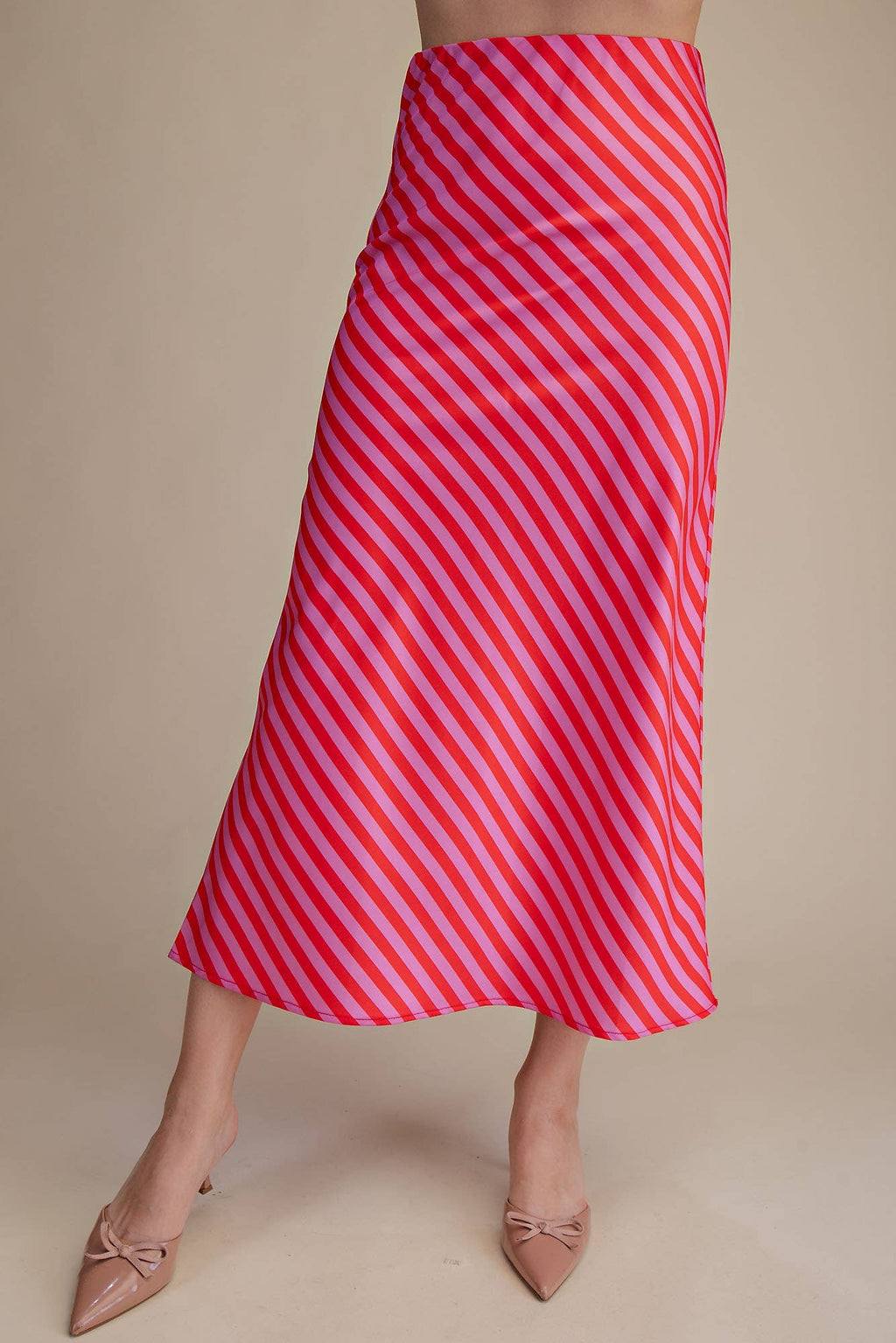 Waist Elastic Band Midi Skirt