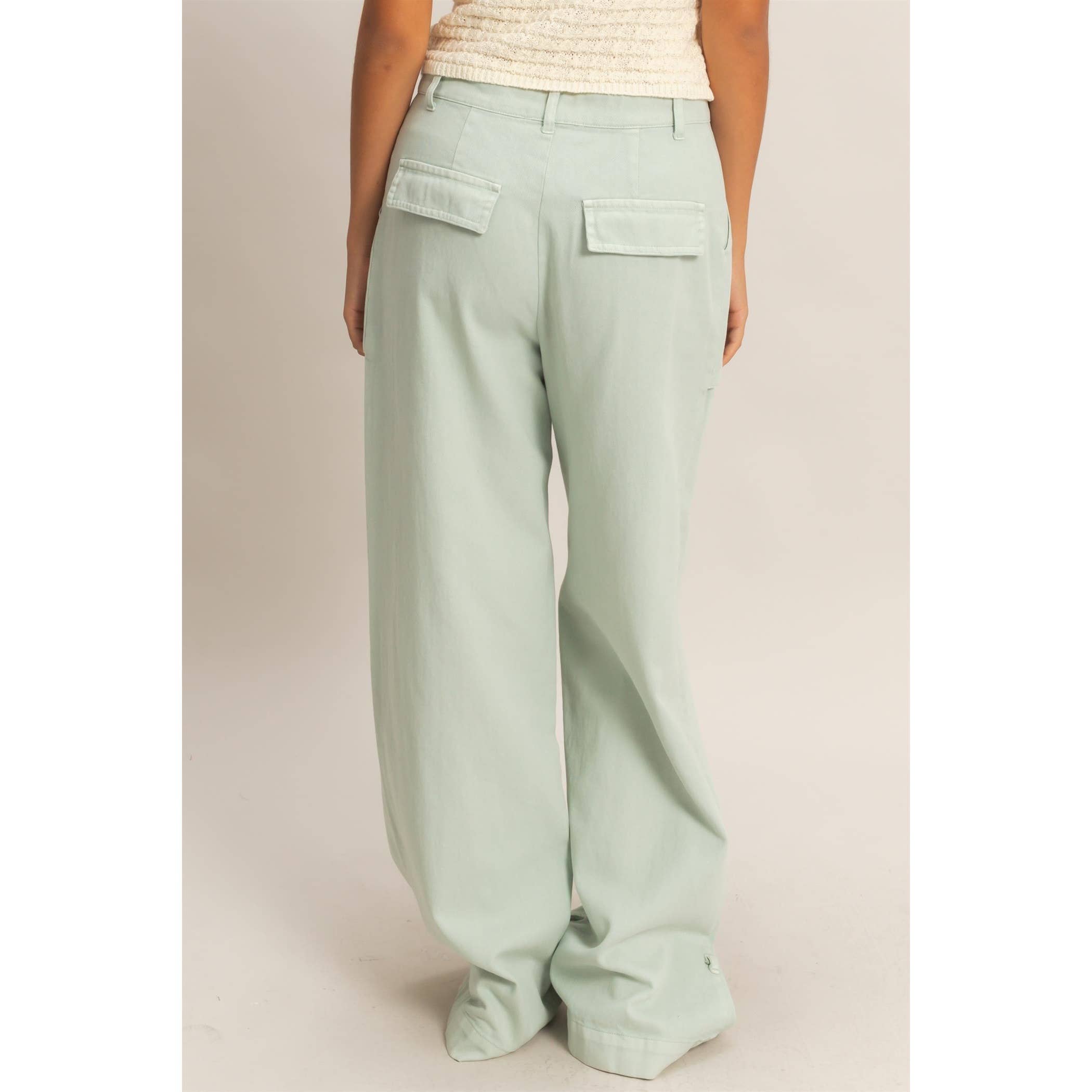 High Rise Cargo Pants With Ankle Ties