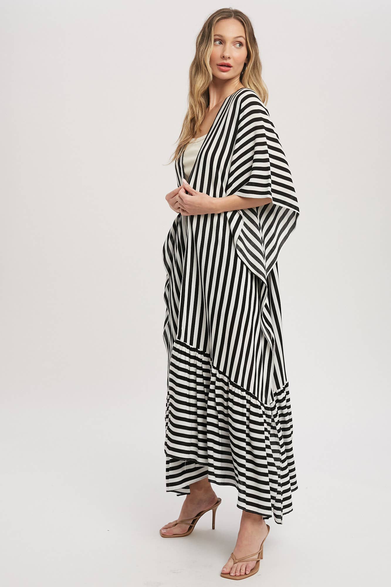 Stripe Print Women's Maxi Duster Kimono