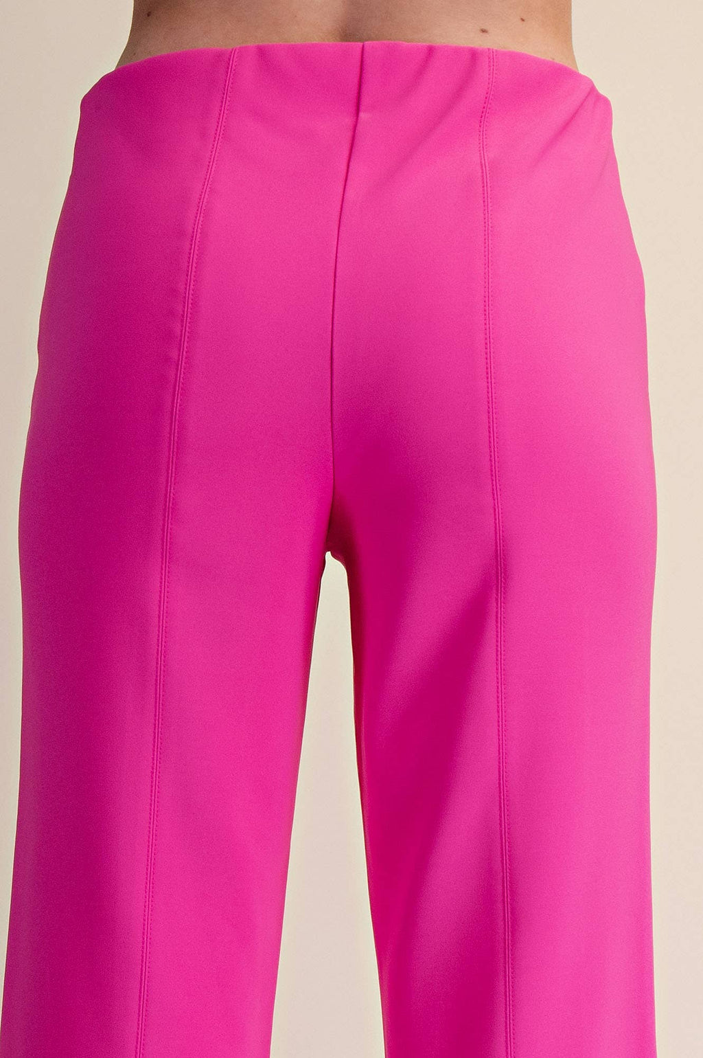High Waist Stitch Pleats Flare Crop Stretchy Pants