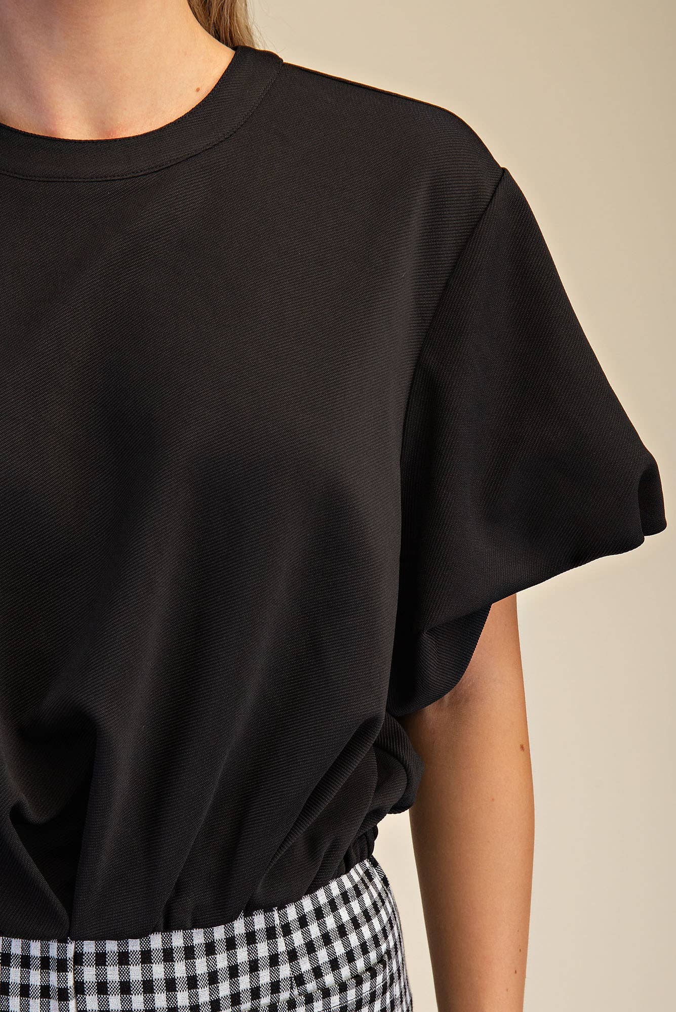 Bubble Sleeve and Hem Crop Top