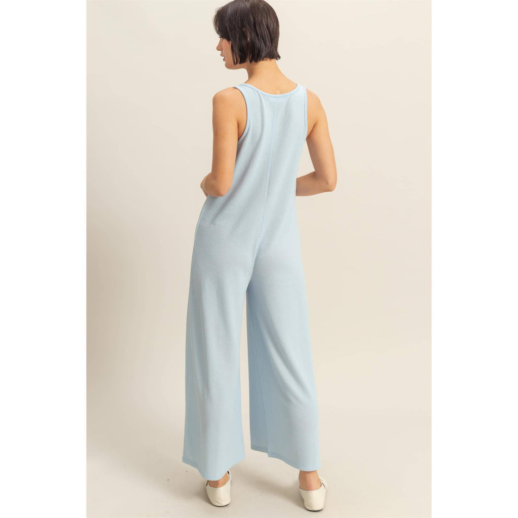 V-Neck Sleeveless Wide Leg Jumpsuit