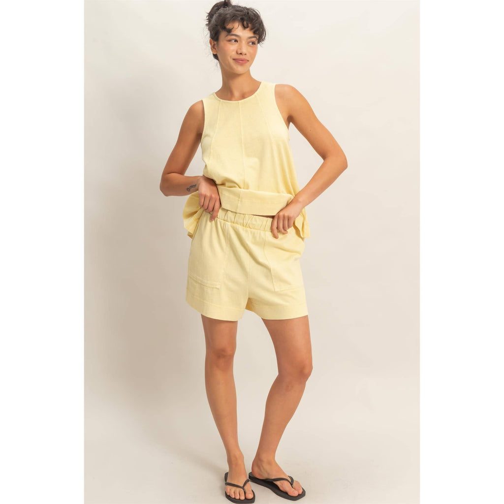 Sleeveless Round Neck Top & Shorts Set