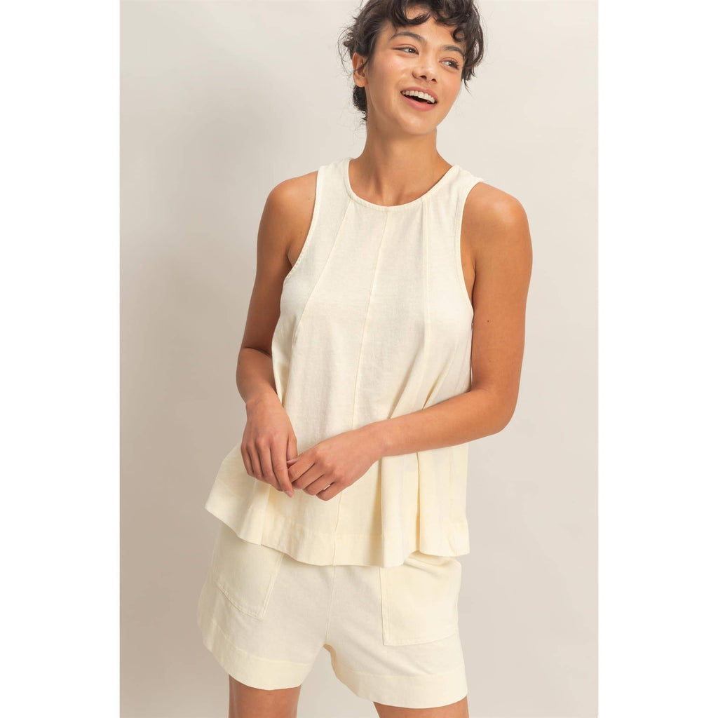Sleeveless Round Neck Top & Shorts Set