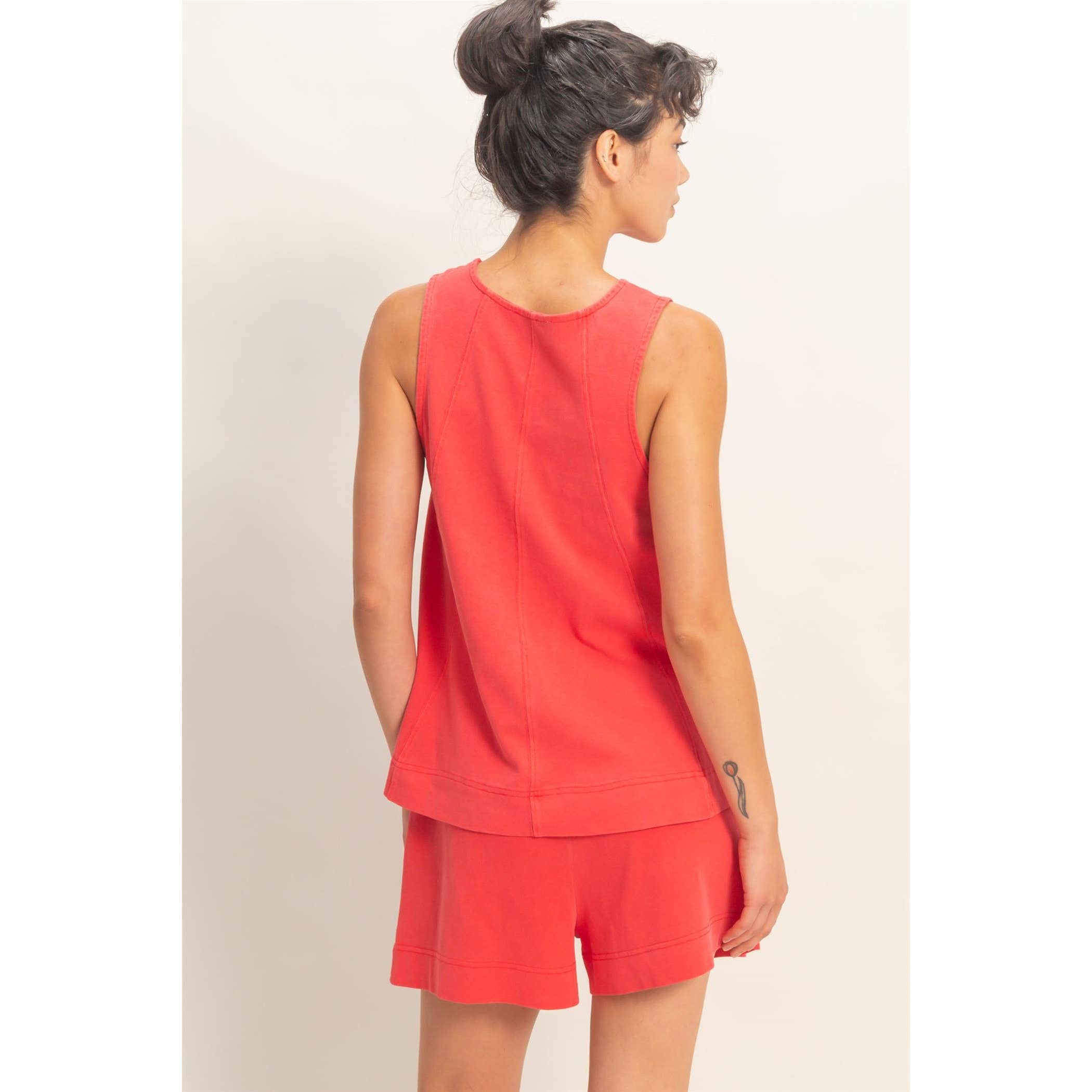 Sleeveless Round Neck Top & Shorts Set