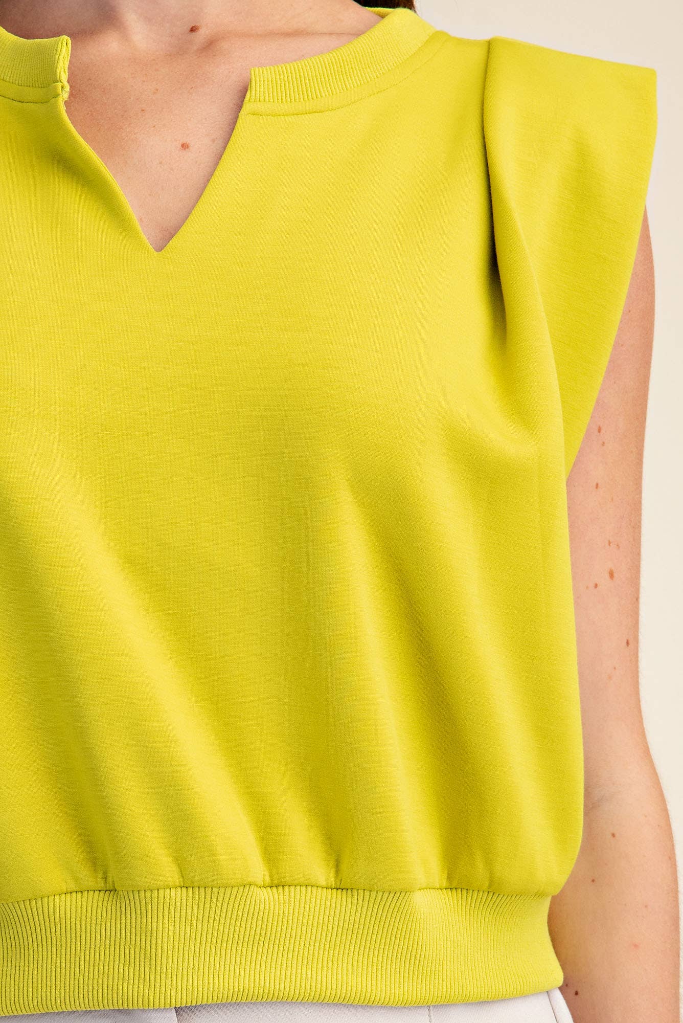 Knit Top With V-Neck Strong-Shoulder