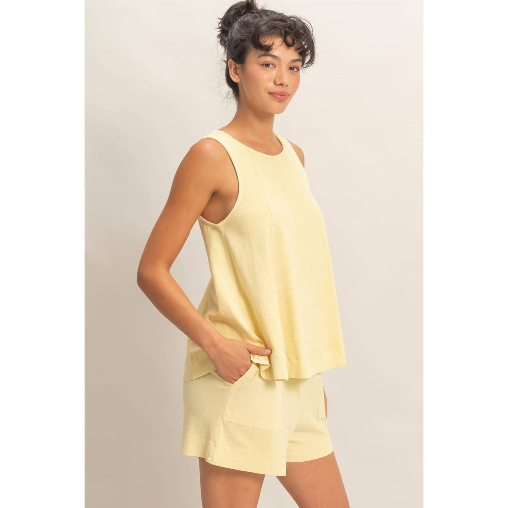 Sleeveless Round Neck Top & Shorts Set