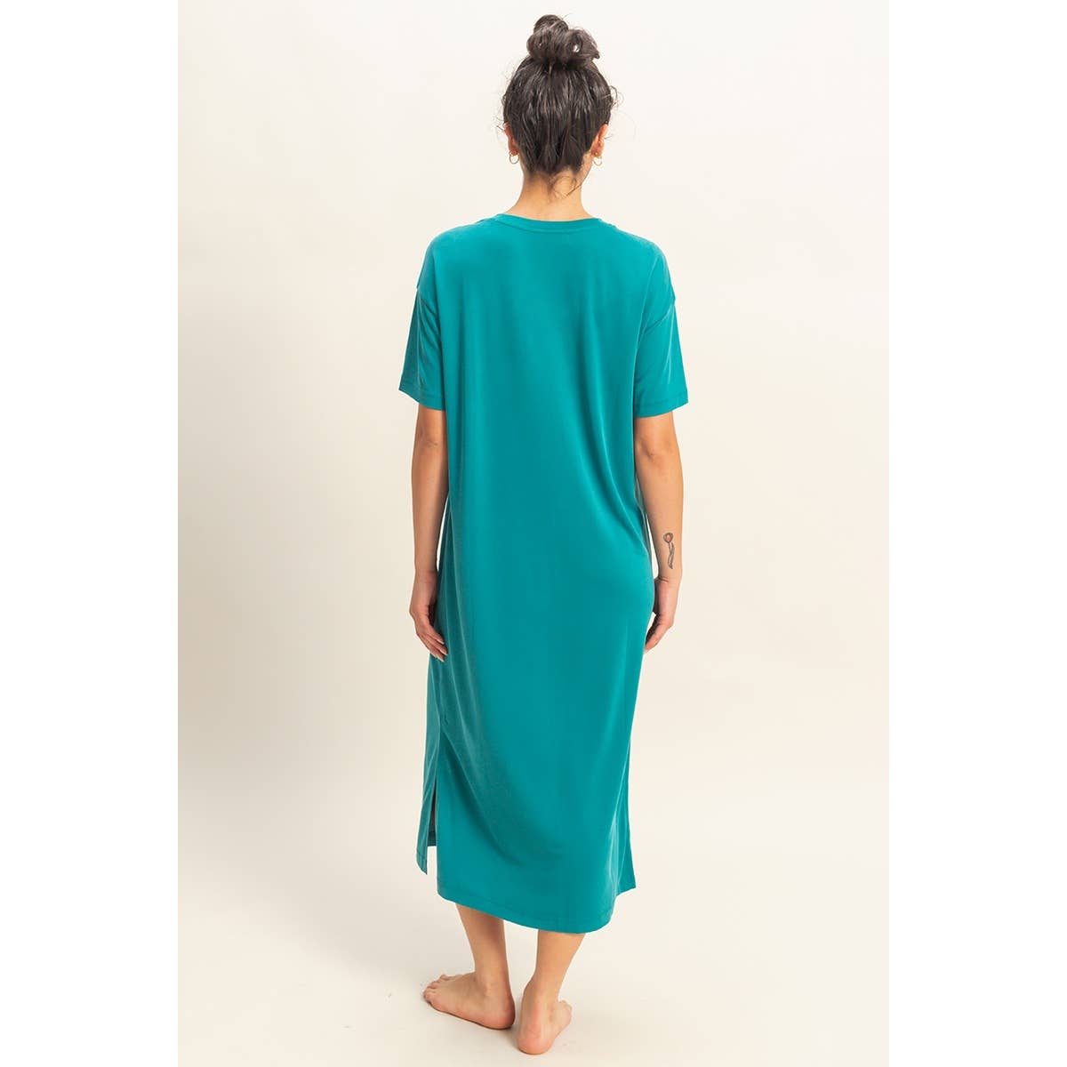 Side Slit T-Shirt Midi Dress