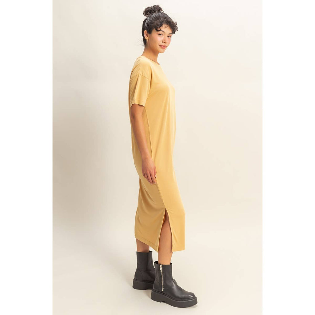 Side Slit T-Shirt Midi Dress