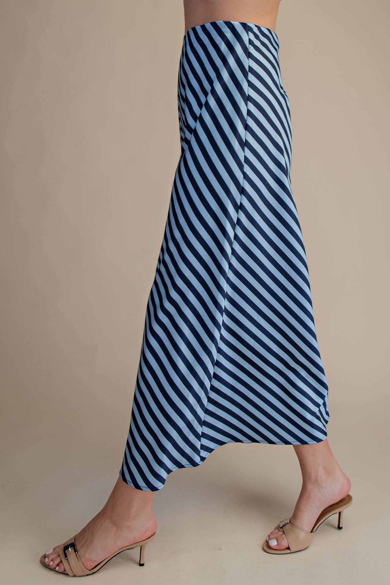 Waist Elastic Band Midi Skirt