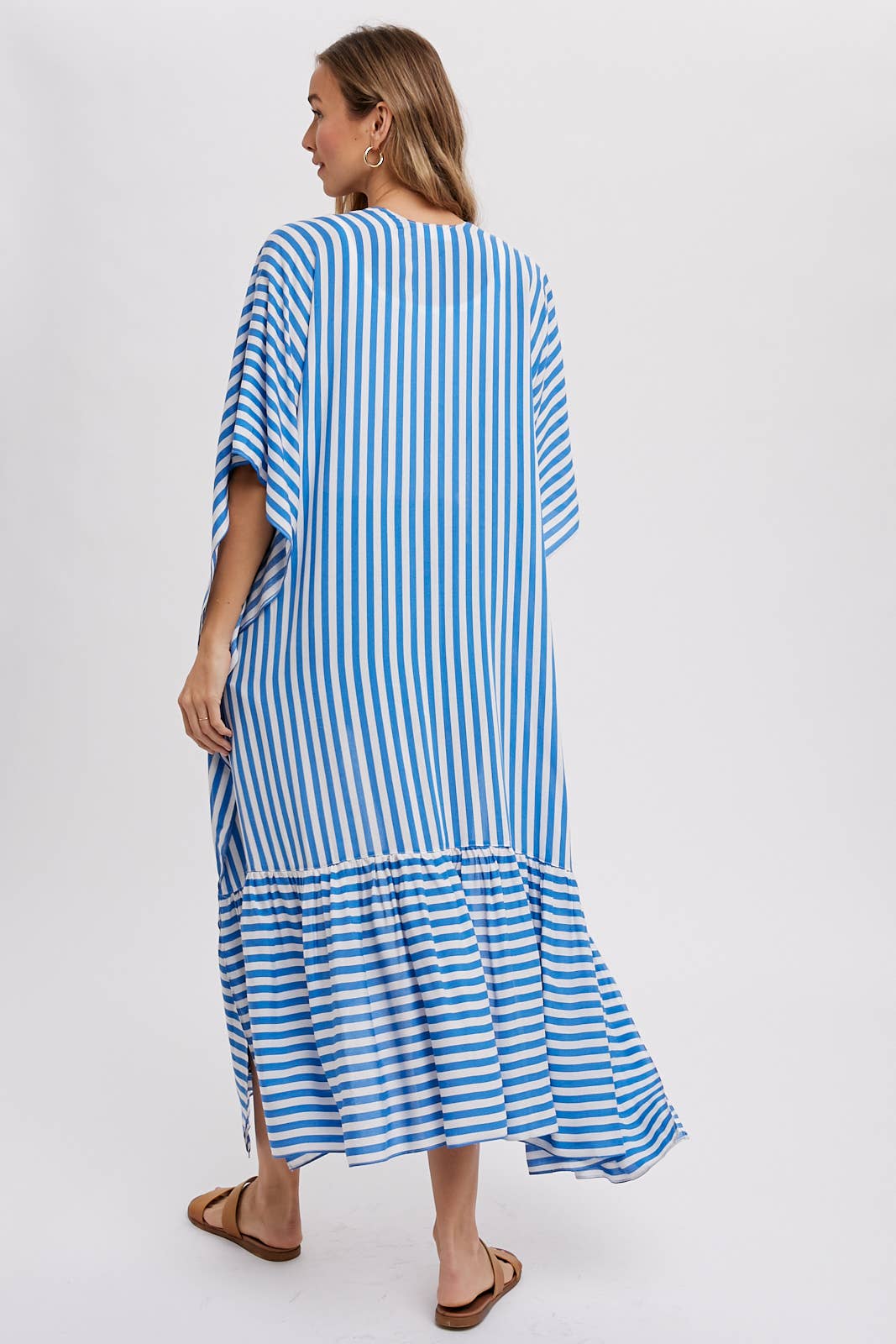 Stripe Print Women's Maxi Duster Kimono