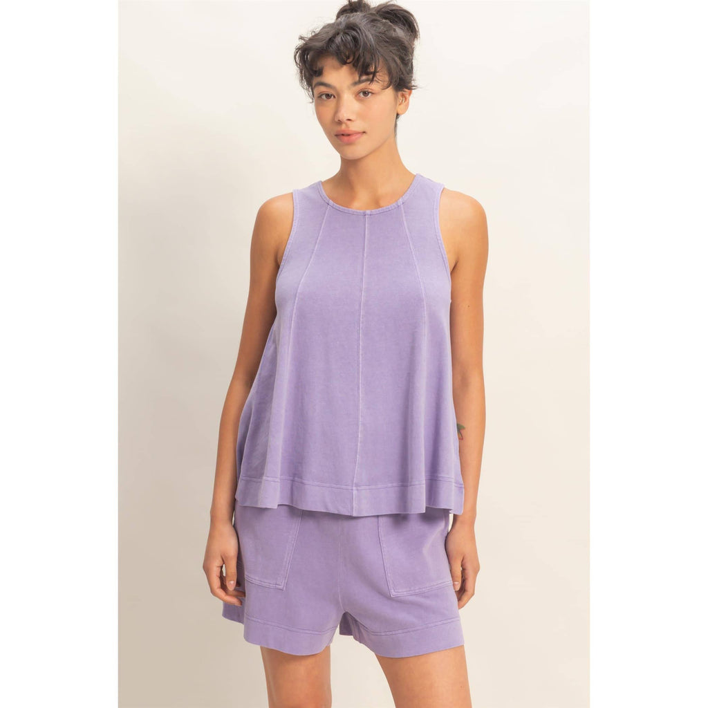 Sleeveless Round Neck Top & Shorts Set