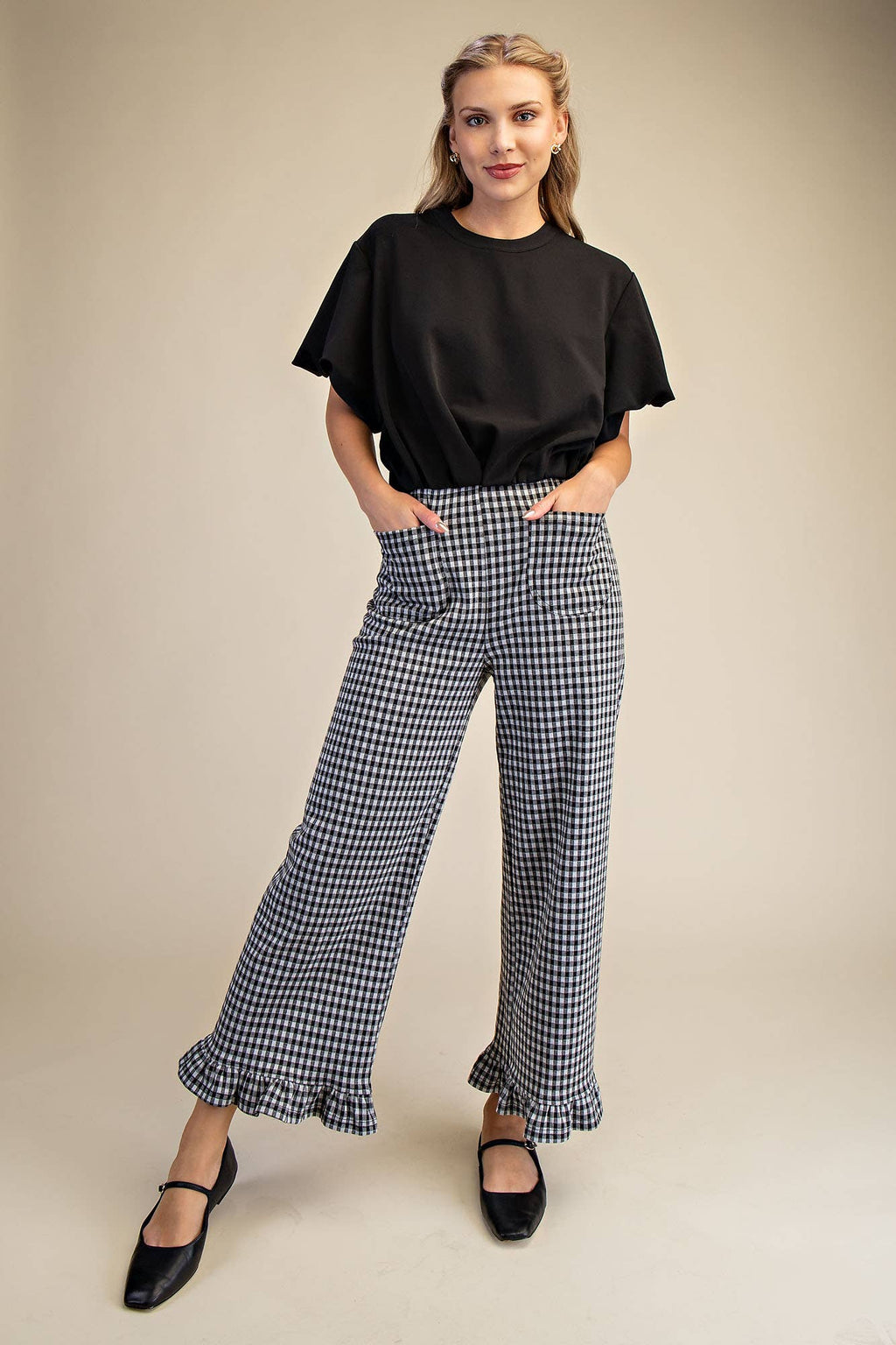 Bubble Sleeve and Hem Crop Top