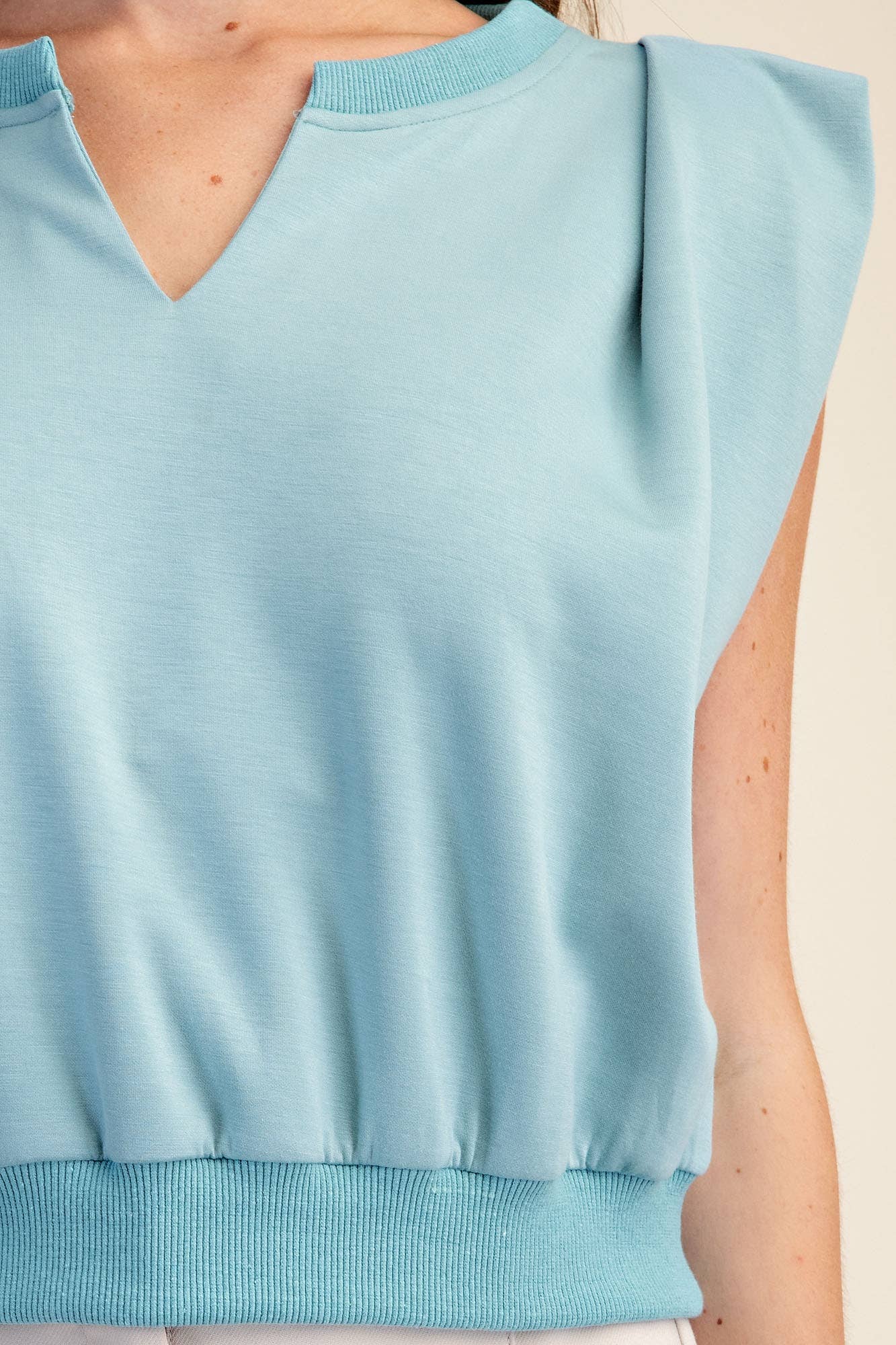Knit Top With V-Neck Strong-Shoulder