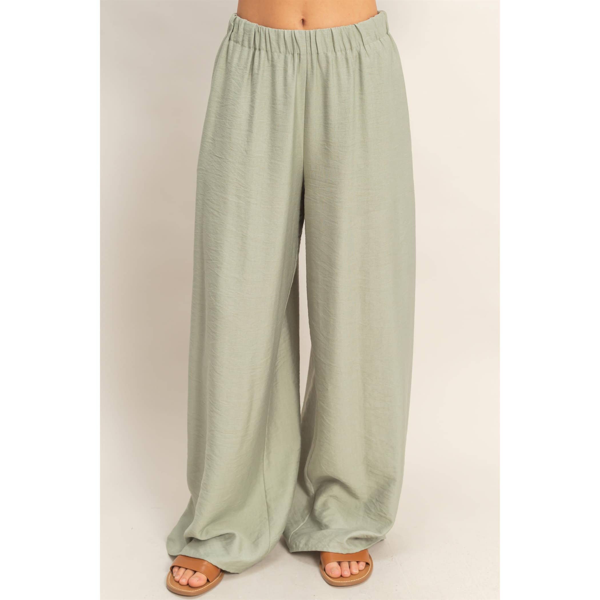 Button Front Vest & Elastic Pants Set