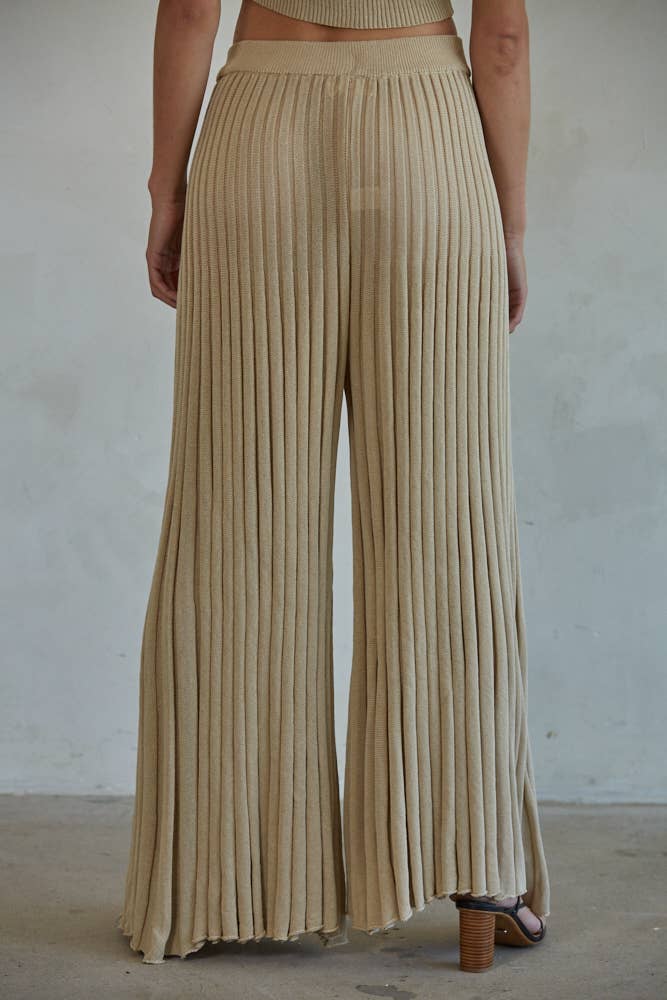 W1658 | Knit Acrylic Sweater Ribbed Flare Pants
