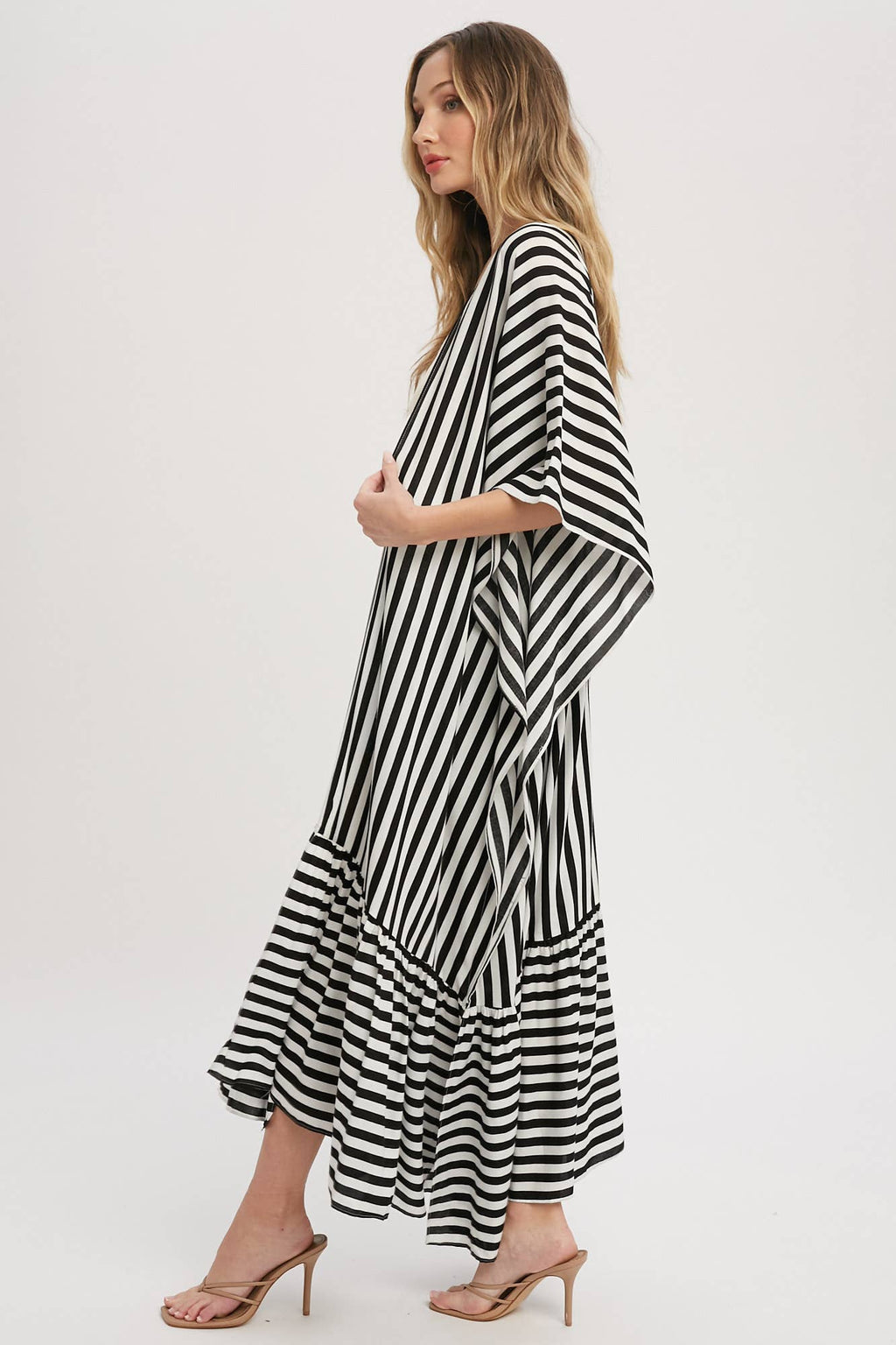 Stripe Print Women's Maxi Duster Kimono