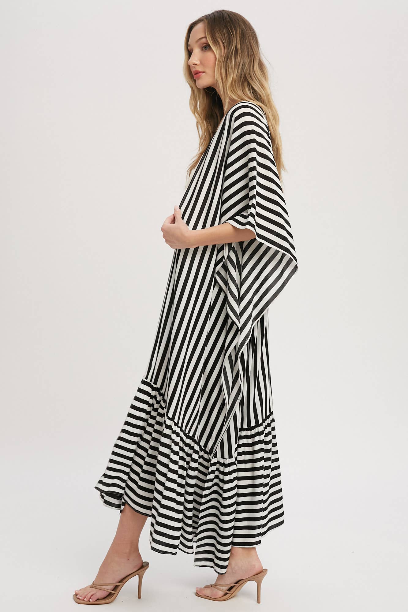 Stripe Print Women's Maxi Duster Kimono
