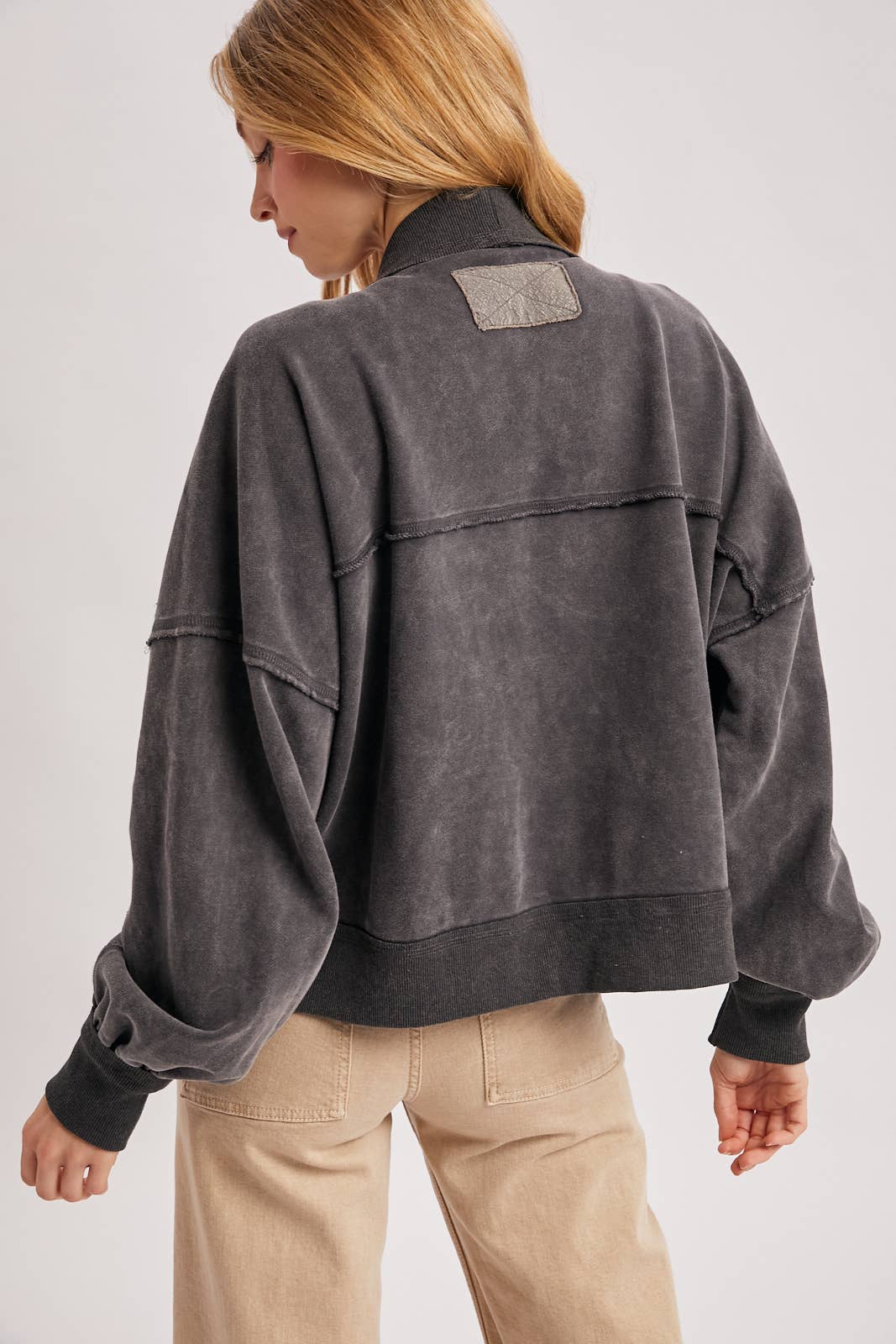 WASHED COLLARLESS OPEN FRONT CARDIGAN - ST. PATRICK'S DAY
