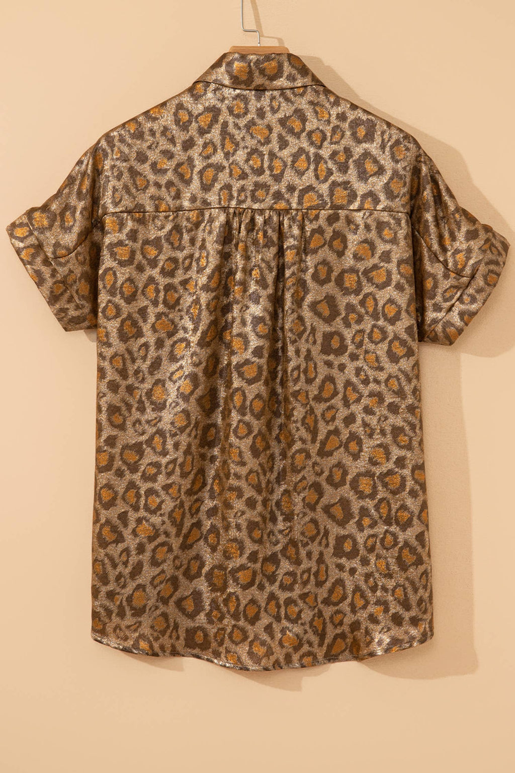 Metallic Leopard Short Sleeve Casual Shirt (S-4X)