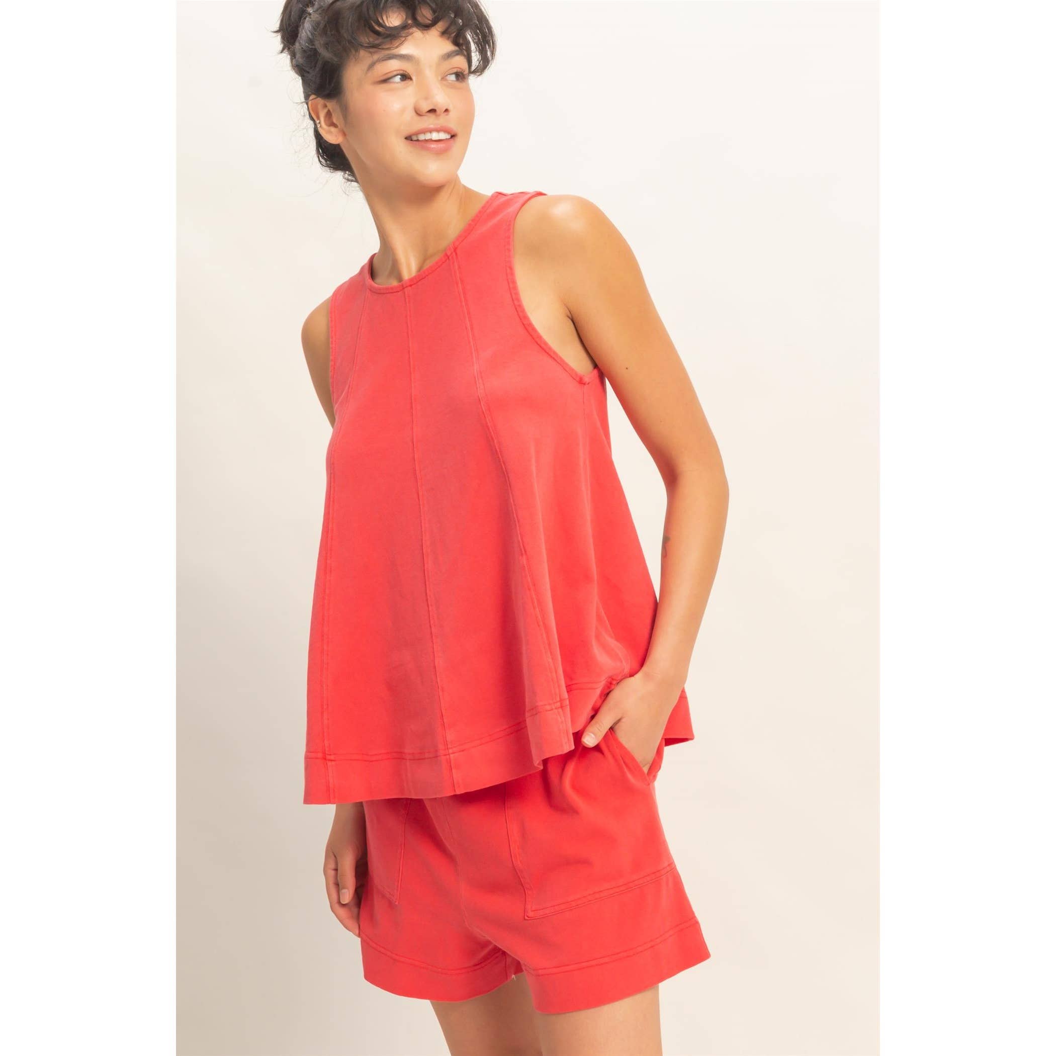 Sleeveless Round Neck Top & Shorts Set