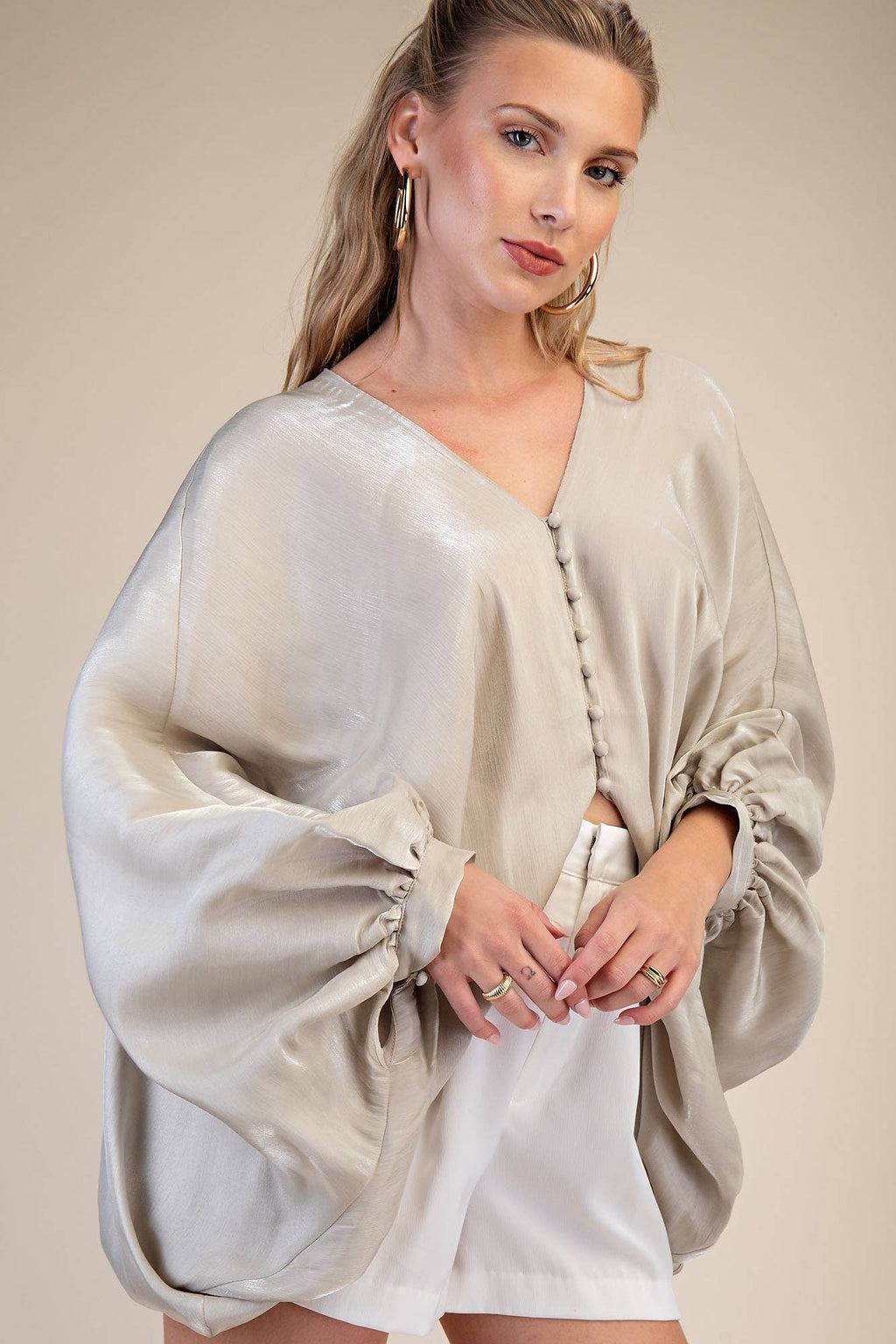 V-Neck Puff Sleeve Top