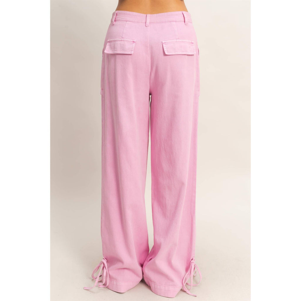 High Rise Cargo Pants With Ankle Ties