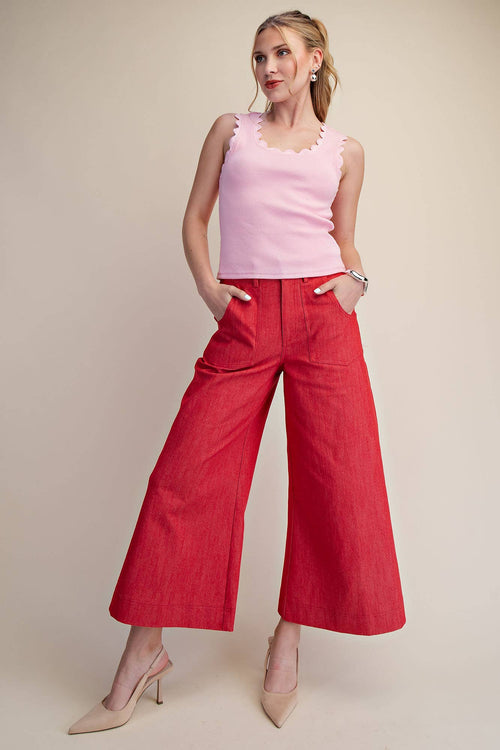 Crop High-Rise Wide-Leg Pants
