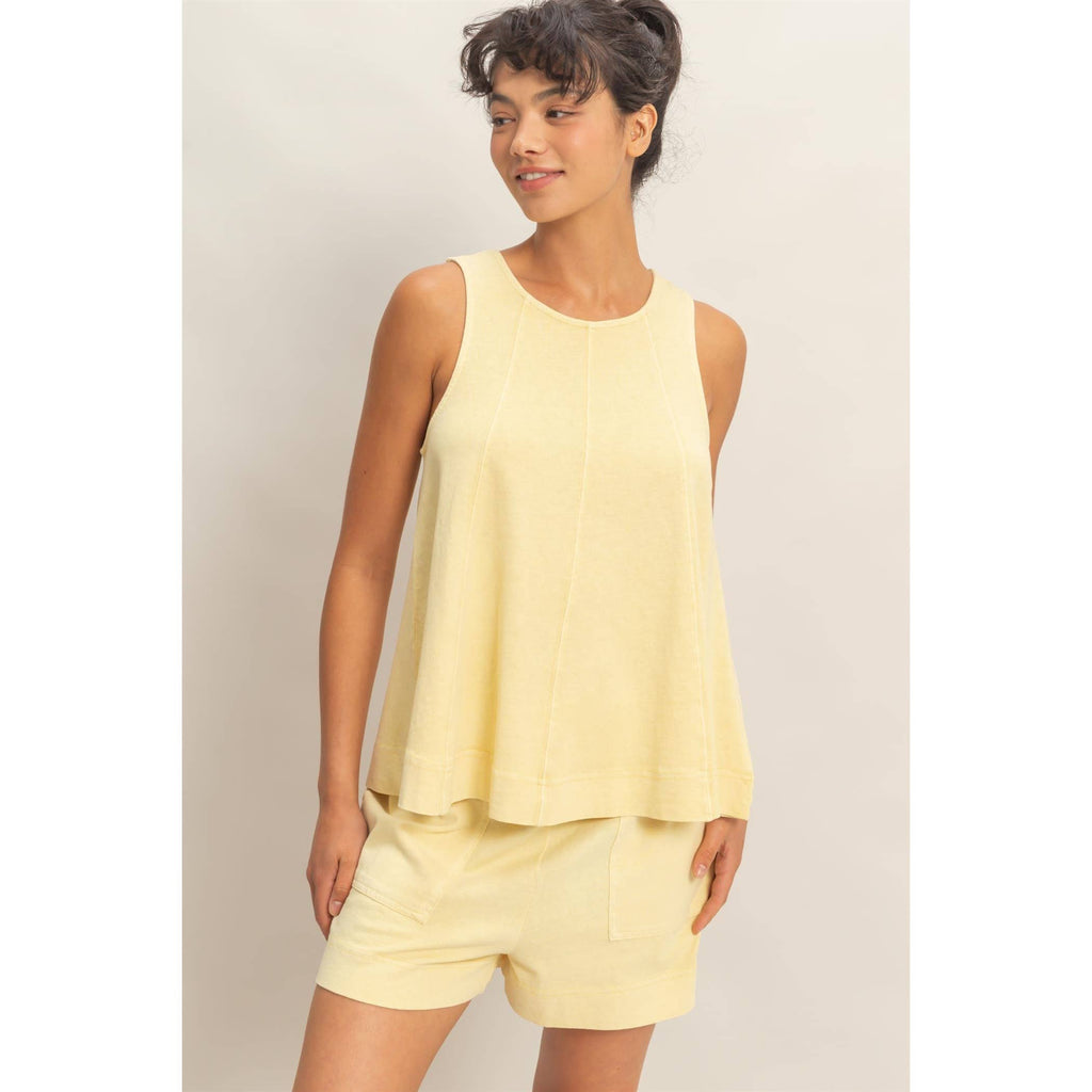 Sleeveless Round Neck Top & Shorts Set