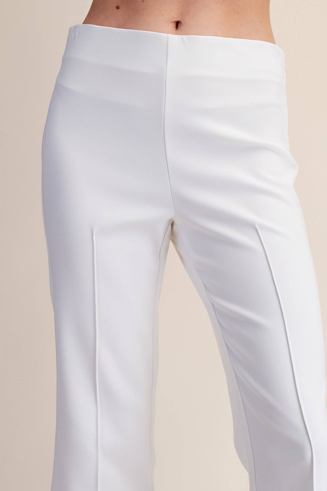 High Waist Stitch Pleats Flare Crop Stretchy Pants