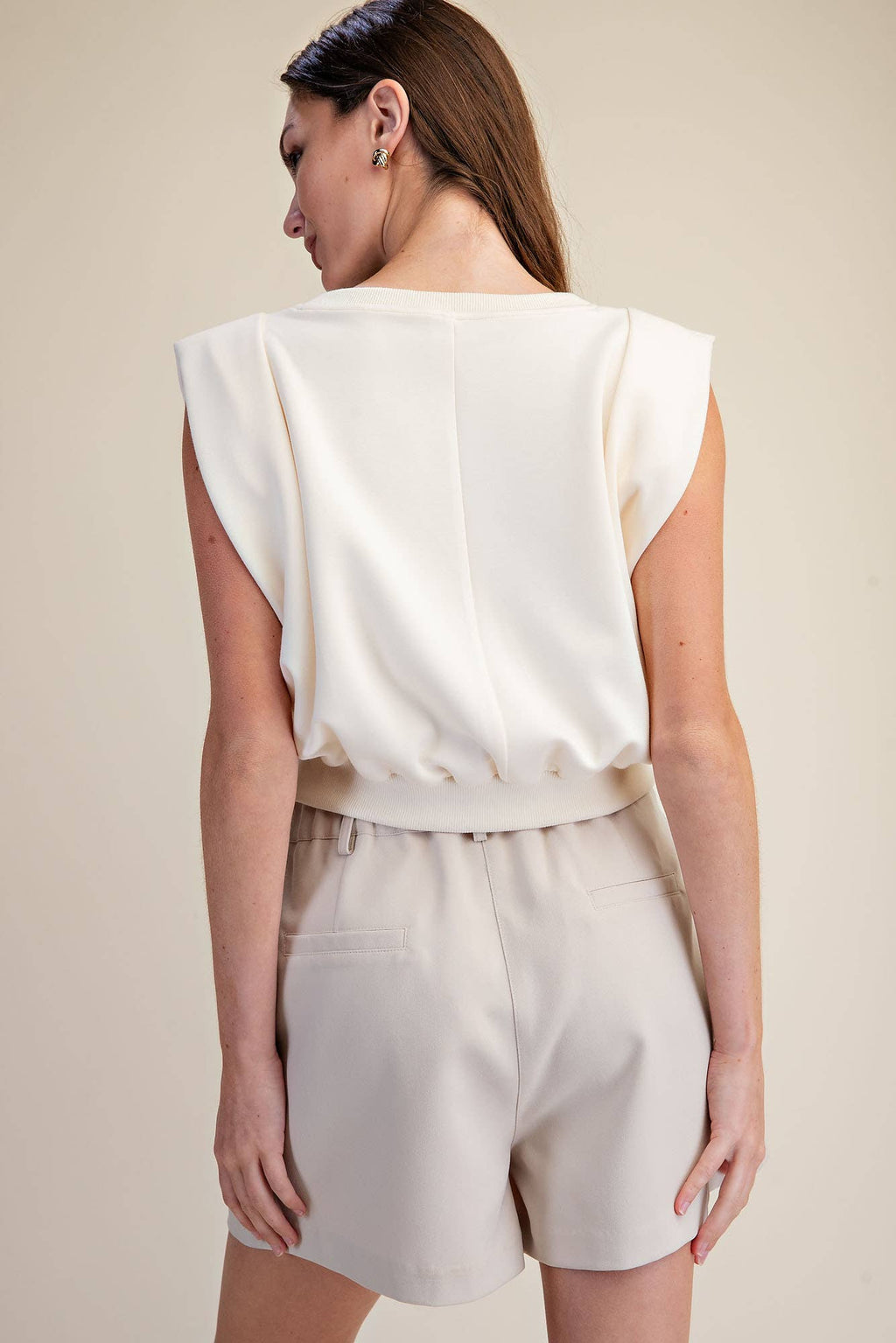Knit Top With V-Neck Strong-Shoulder